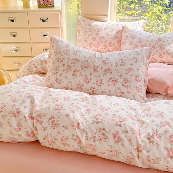 91家纺网 家纺一手货源 找家纺 佑金甜 2026新款精梳全棉印花四件套 昕薇花语