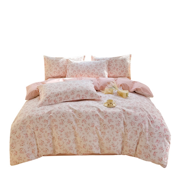 91家纺网 家纺一手货源 找家纺 佑金甜 2026新款精梳全棉印花四件套 昕薇花语