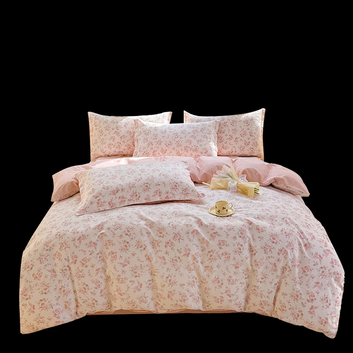 91家纺网 家纺一手货源 找家纺 佑金甜 2026新款精梳全棉印花四件套 昕薇花语