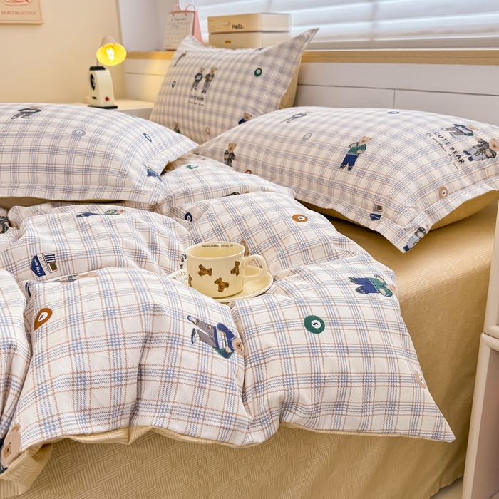 91家纺网 家纺一手货源 找家纺 佑金甜 2026新款精梳全棉印花四件套 熊博士