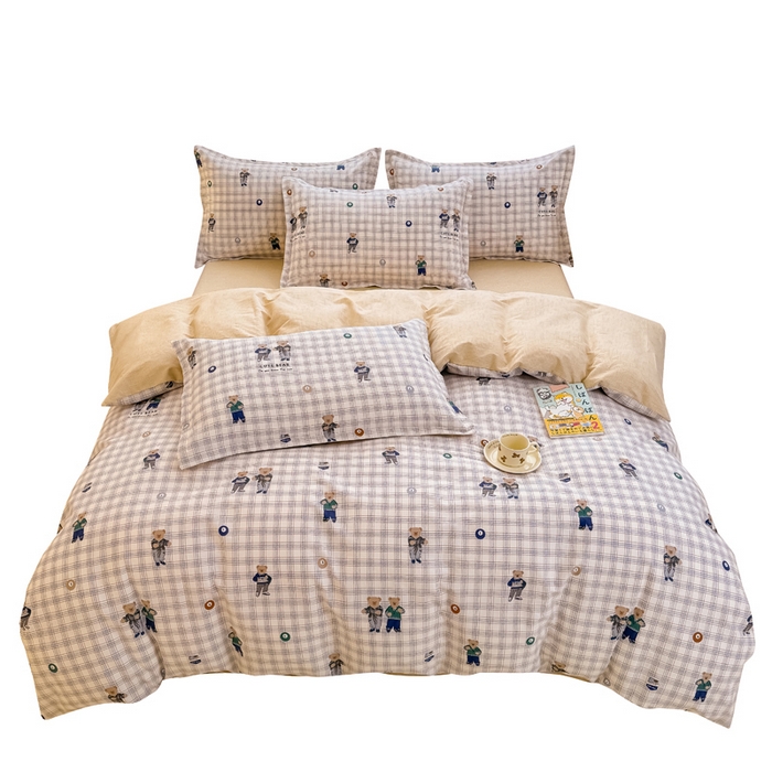 91家纺网 家纺一手货源 找家纺 佑金甜 2026新款精梳全棉印花四件套 熊博士