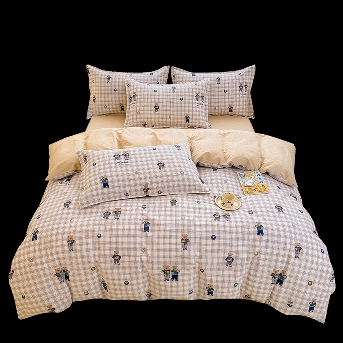 91家纺网 家纺一手货源 找家纺 佑金甜 2026新款精梳全棉印花四件套 熊博士