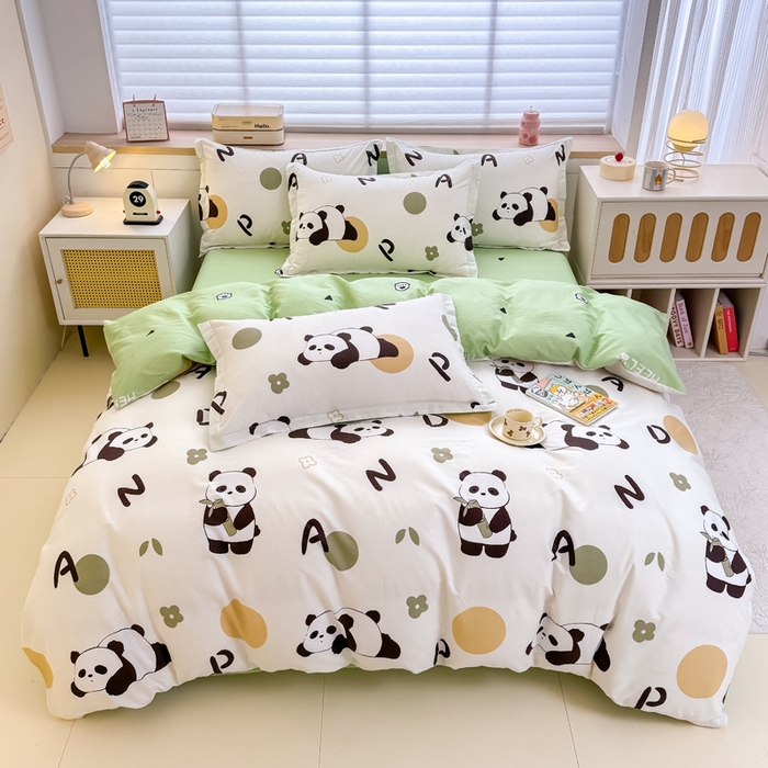 佑金甜 2026新款精梳全棉印花四件套 熊猫抱竹