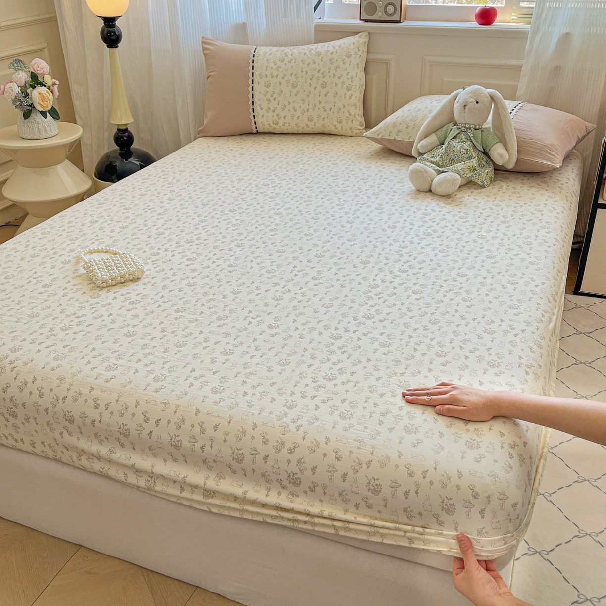 91家纺网 家纺一手货源 找家纺 （总）菲梵家纺 2026新款法式花边A类云朵棉床笠单件床笠单品单床笠