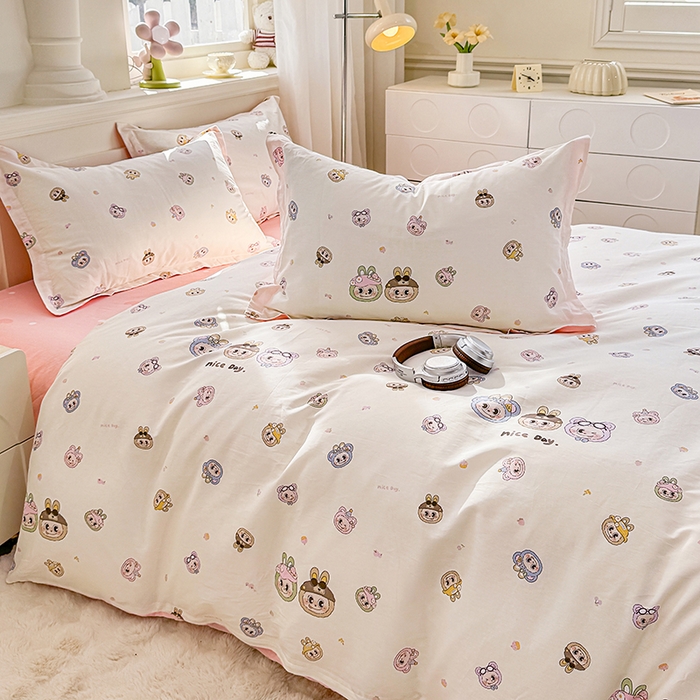 91家纺网 家纺一手货源 找家纺 佑金甜 2026新款精梳全棉印花四件套 元气萌宝