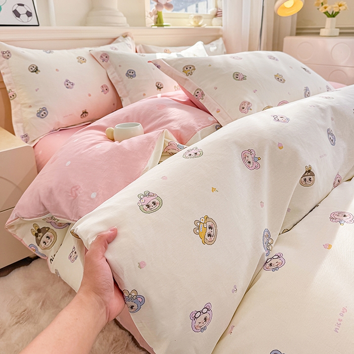 91家纺网 家纺一手货源 找家纺 佑金甜 2026新款精梳全棉印花四件套 元气萌宝