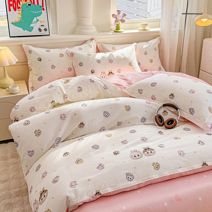 91家纺网 家纺一手货源 找家纺 佑金甜 2026新款精梳全棉印花四件套 元气萌宝