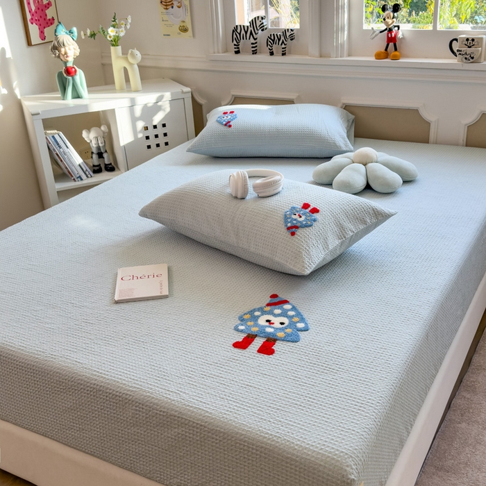 91家纺网 家纺一手货源 找家纺 （总）席世家 2026新款全棉纯棉华夫格单床笠 床笠单件