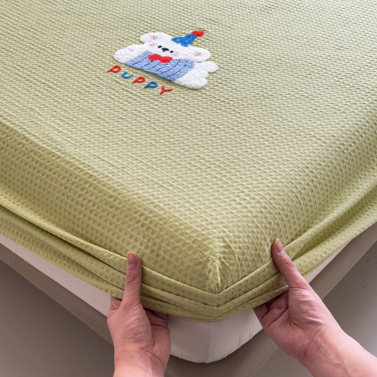 91家纺网 家纺一手货源 找家纺 （总）席世家 2026新款全棉纯棉华夫格单床笠 床笠单件