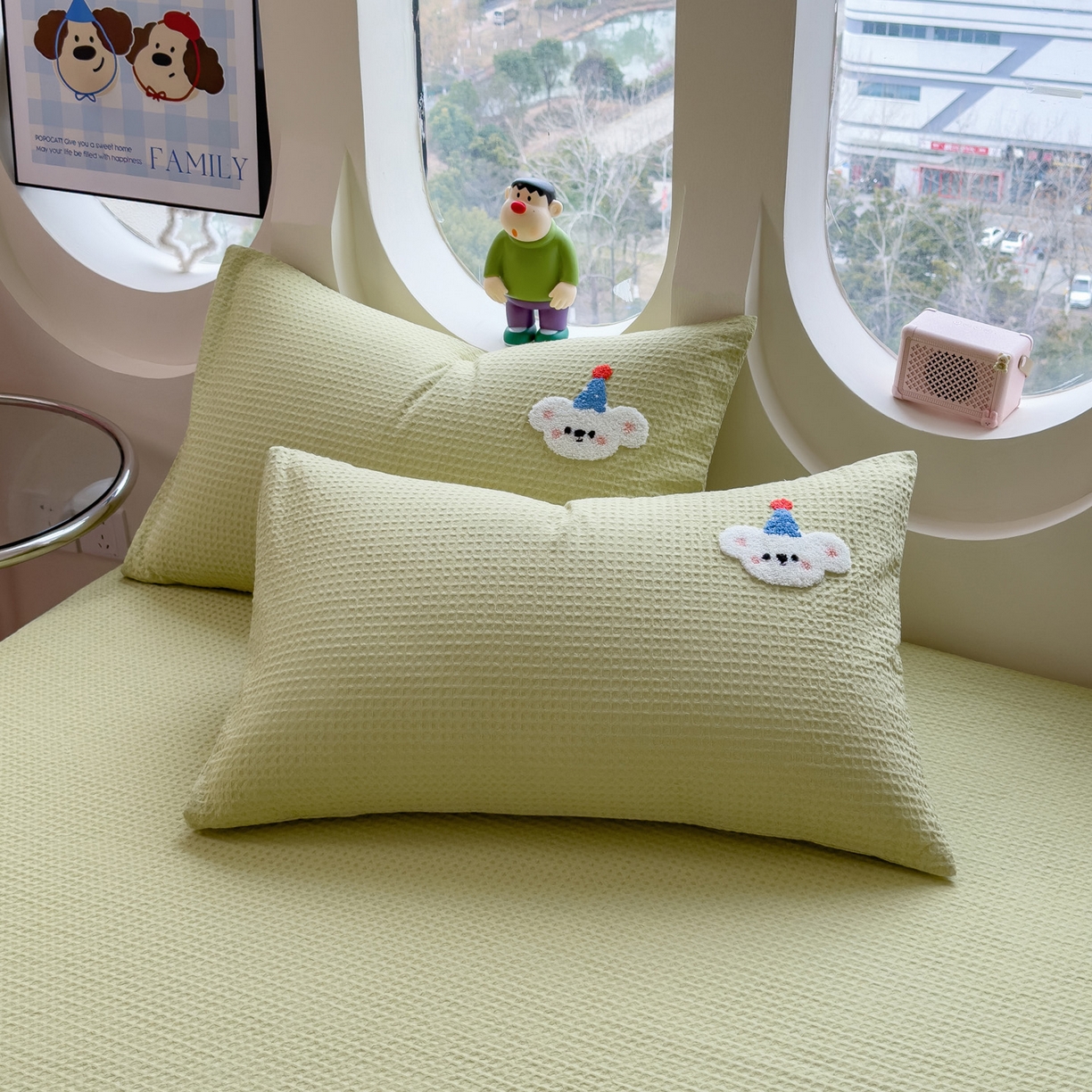 91家纺网 家纺一手货源 找家纺 （总）席世家 2026新款全棉纯棉华夫格单床笠 床笠单件