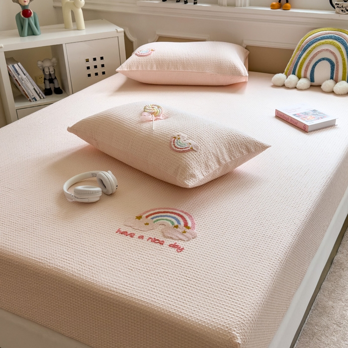 91家纺网 家纺一手货源 找家纺 （总）席世家 2026新款全棉纯棉华夫格单床笠 床笠单件