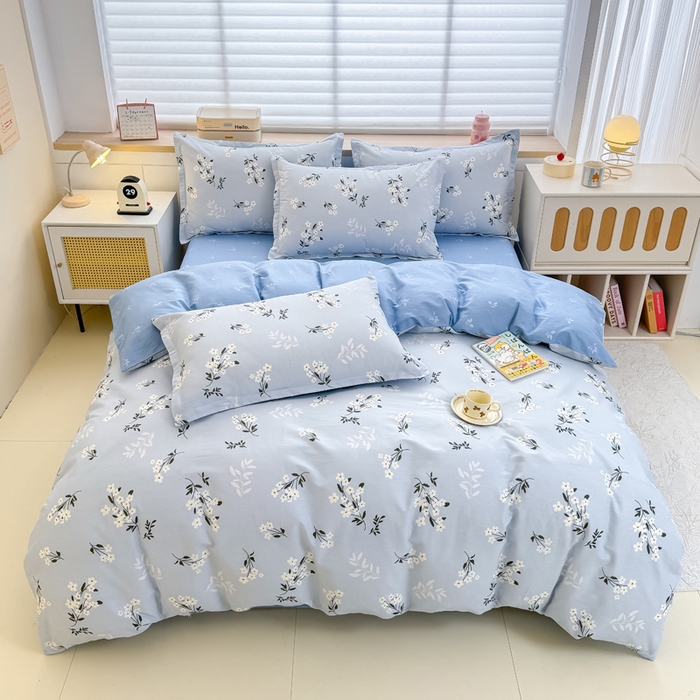 91家纺网 家纺一手货源 找家纺 佑金甜 2026新款精梳全棉印花单被套 春茶弥香