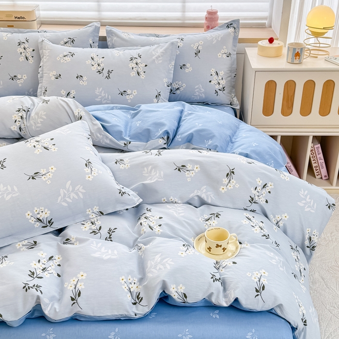 91家纺网 家纺一手货源 找家纺 佑金甜 2026新款精梳全棉印花单被套 春茶弥香