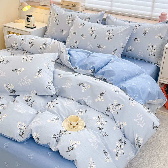 91家纺网 家纺一手货源 找家纺 佑金甜 2026新款精梳全棉印花单被套 春茶弥香