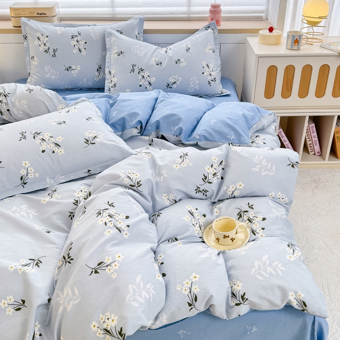 91家纺网 家纺一手货源 找家纺 佑金甜 2026新款精梳全棉印花单被套 春茶弥香