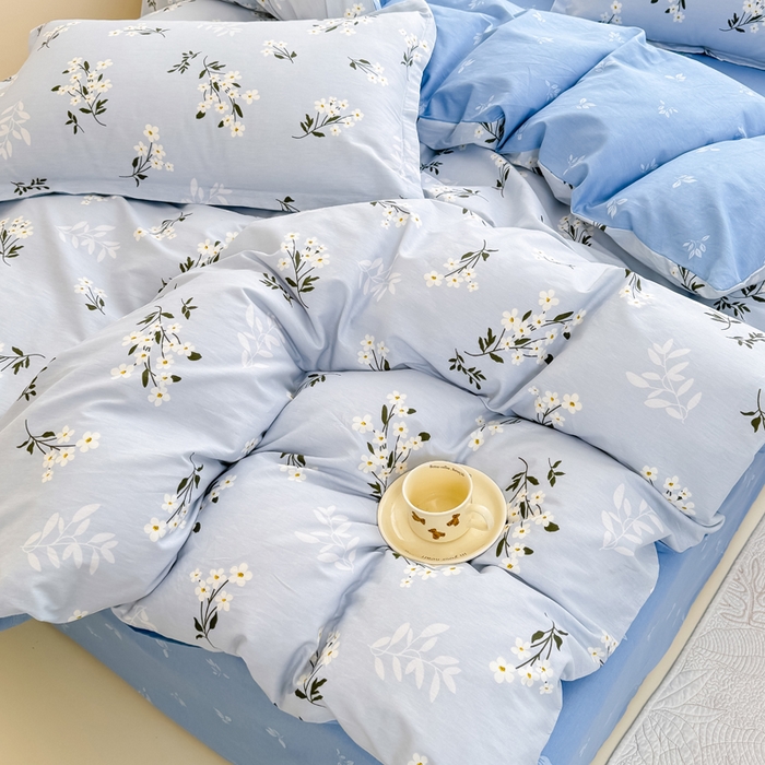 91家纺网 家纺一手货源 找家纺 佑金甜 2026新款精梳全棉印花单被套 春茶弥香