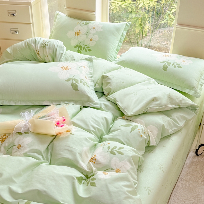 91家纺网 家纺一手货源 找家纺 佑金甜 2026新款精梳全棉印花单被套 春浔花鉴