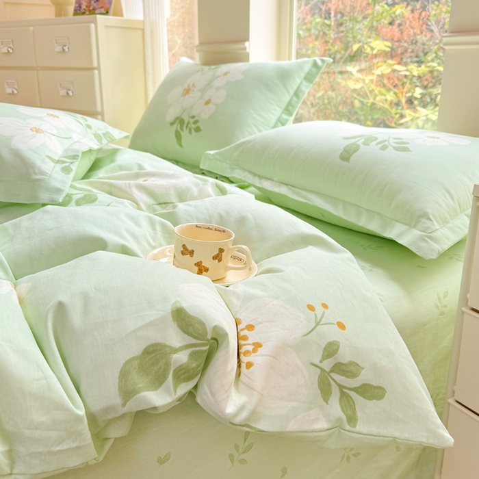 91家纺网 家纺一手货源 找家纺 佑金甜 2026新款精梳全棉印花单被套 春浔花鉴