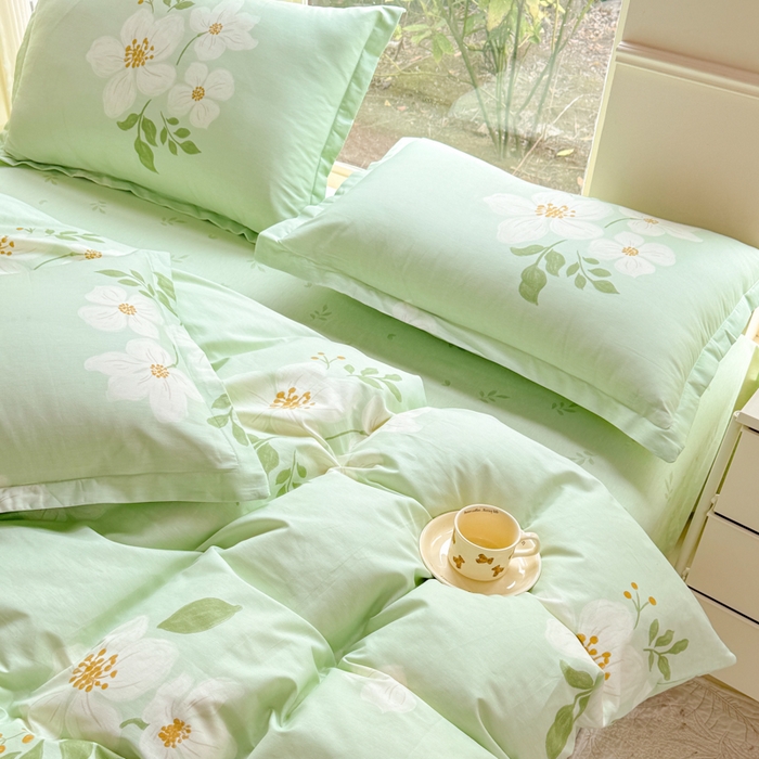 91家纺网 家纺一手货源 找家纺 佑金甜 2026新款精梳全棉印花单被套 春浔花鉴