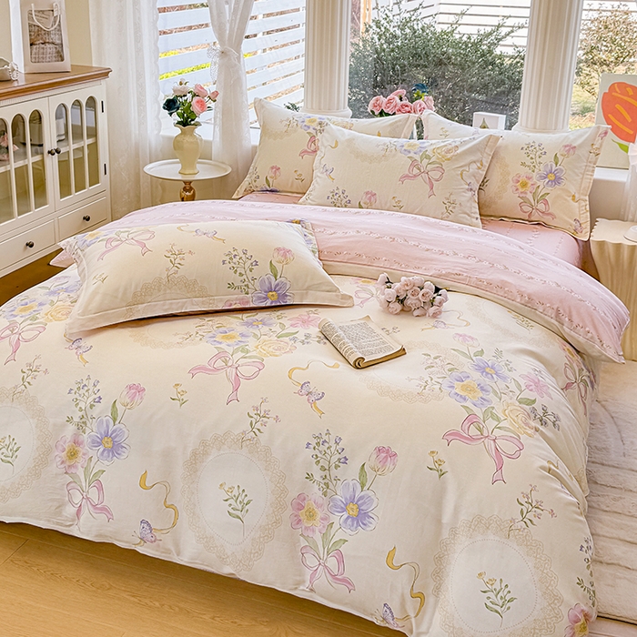 91家纺网 家纺一手货源 找家纺 佑金甜 2026新款精梳全棉印花单被套 蝶花梦