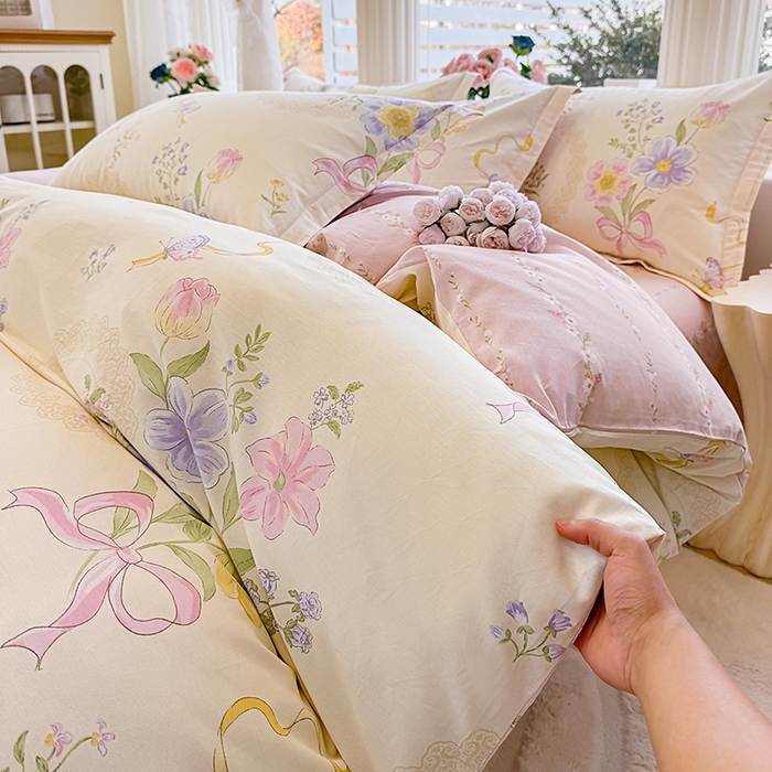 91家纺网 家纺一手货源 找家纺 佑金甜 2026新款精梳全棉印花单被套 蝶花梦