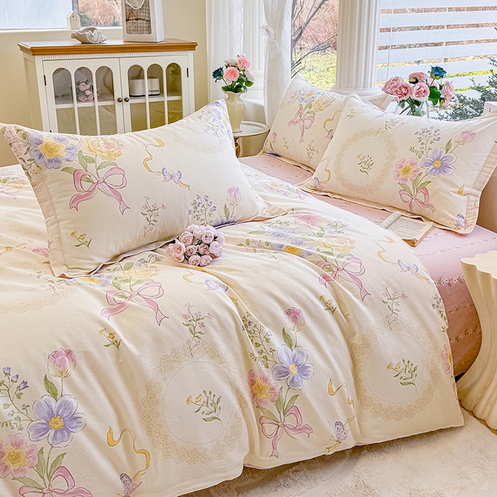 91家纺网 家纺一手货源 找家纺 佑金甜 2026新款精梳全棉印花单被套 蝶花梦