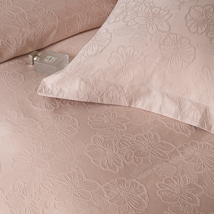 91家纺网 家纺一手货源 找家纺 （总）禾时 2026春夏新品全棉立体浮雕提花双拼色四件套-繁花