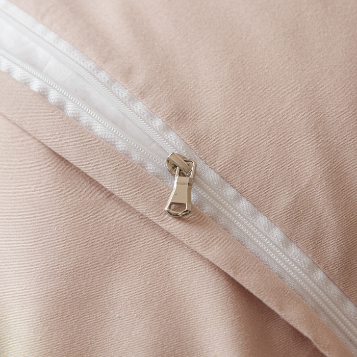 91家纺网 家纺一手货源 找家纺 禾时 2026春夏新品全棉立体浮雕提花双拼色四件套-繁花 白茶桃粉-月光色