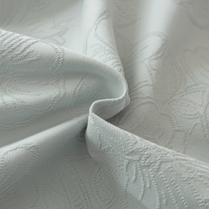 91家纺网 家纺一手货源 找家纺 禾时 2026春夏新品全棉立体浮雕提花双拼色四件套-繁花 北极兰-浅灰银