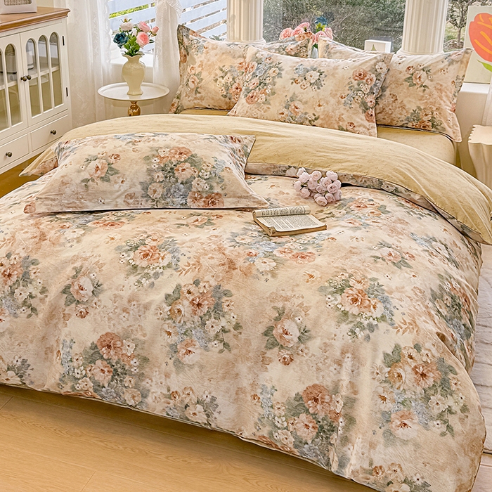 91家纺网 家纺一手货源 找家纺 佑金甜 2026新款精梳全棉印花单被套 芳华