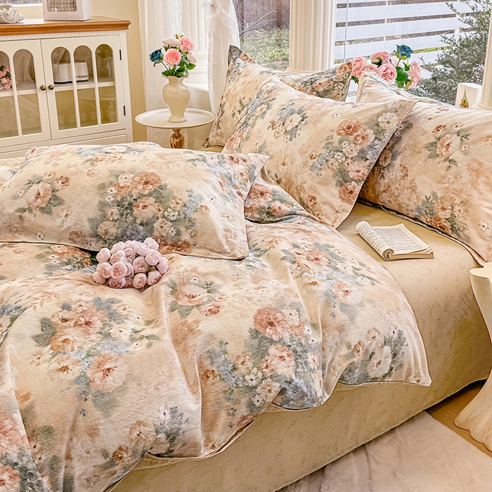 91家纺网 家纺一手货源 找家纺 佑金甜 2026新款精梳全棉印花单被套 芳华