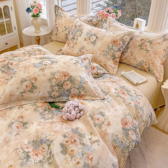 91家纺网 家纺一手货源 找家纺 佑金甜 2026新款精梳全棉印花单被套 芳华