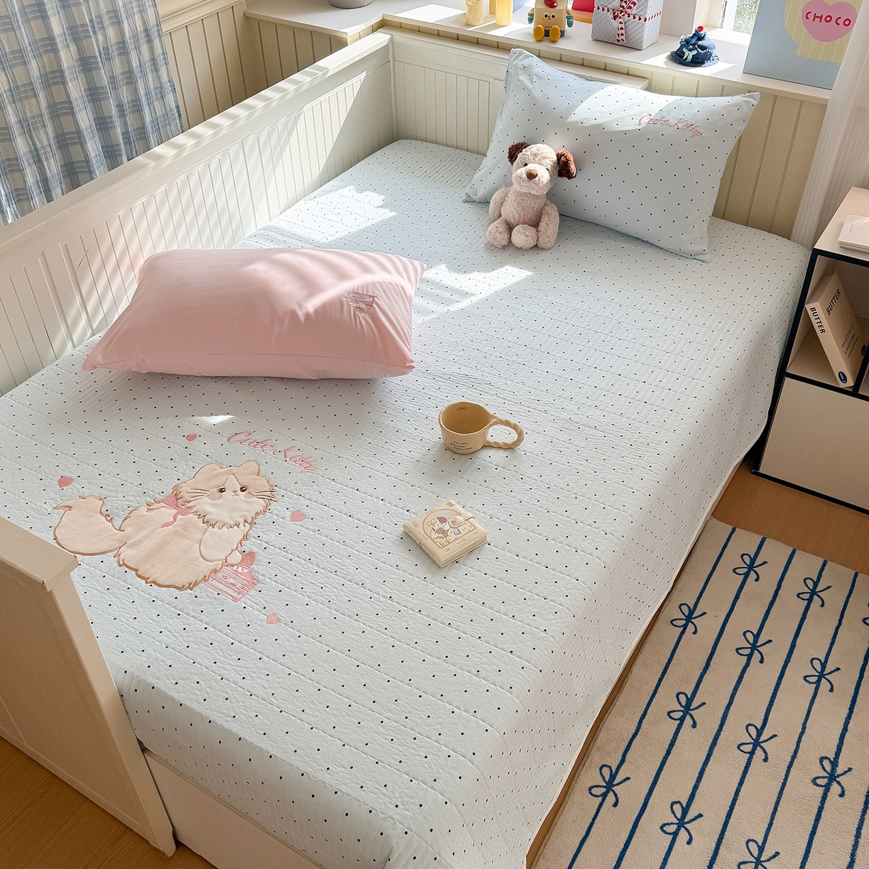 91家纺网 家纺一手货源 找家纺 （总）吾欢心 2026新款水洗棉可爱卡通贴布绣花床盖单品床盖单件三件套