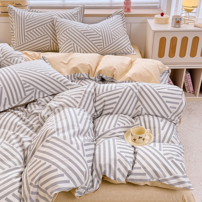 91家纺网 家纺一手货源 找家纺 佑金甜 2026新款精梳全棉印花单被套 几何秘境