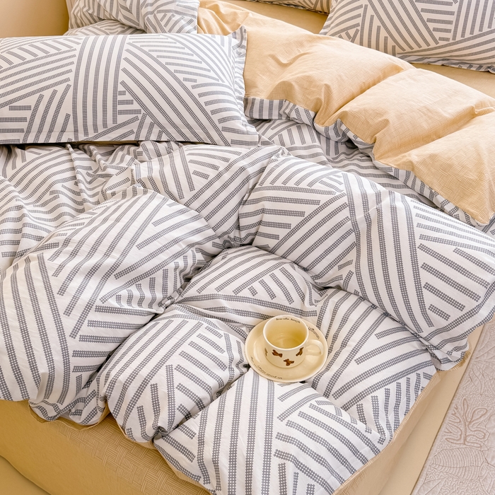 91家纺网 家纺一手货源 找家纺 佑金甜 2026新款精梳全棉印花单被套 几何秘境