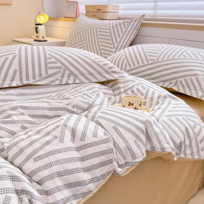 91家纺网 家纺一手货源 找家纺 佑金甜 2026新款精梳全棉印花单被套 几何秘境