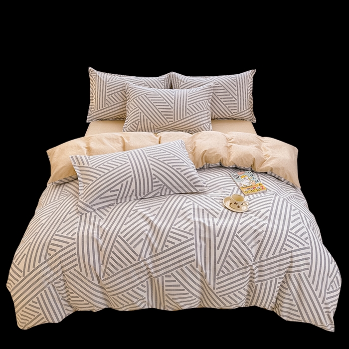 91家纺网 家纺一手货源 找家纺 佑金甜 2026新款精梳全棉印花单被套 几何秘境