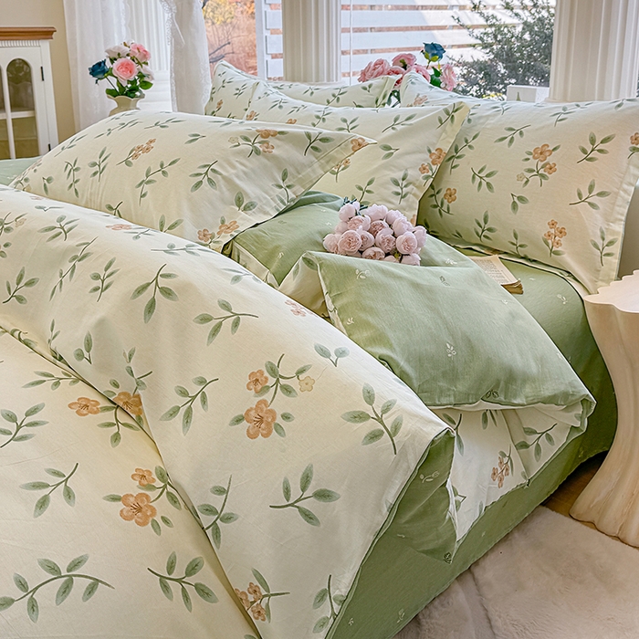 佑金甜 2026新款精梳全棉印花单被套 橘花青枝