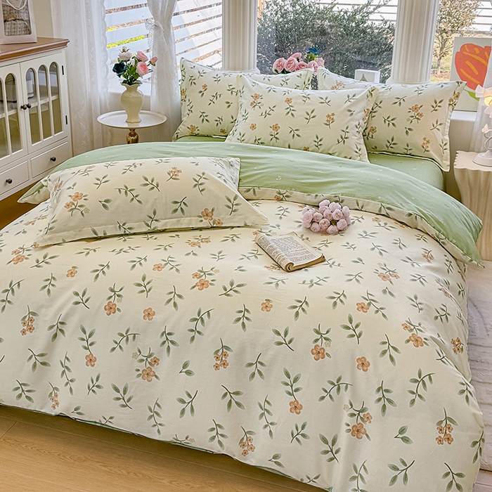 91家纺网 家纺一手货源 找家纺 佑金甜 2026新款精梳全棉印花单被套 橘花青枝