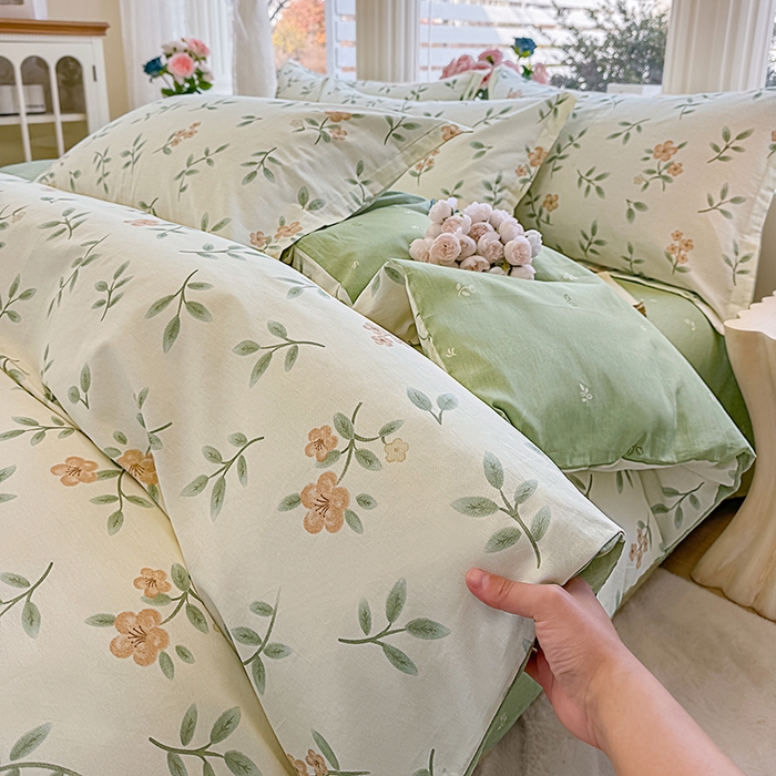 91家纺网 家纺一手货源 找家纺 佑金甜 2026新款精梳全棉印花单被套 橘花青枝