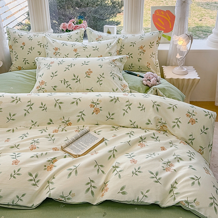 91家纺网 家纺一手货源 找家纺 佑金甜 2026新款精梳全棉印花单被套 橘花青枝