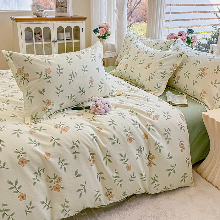 91家纺网 家纺一手货源 找家纺 佑金甜 2026新款精梳全棉印花单被套 橘花青枝