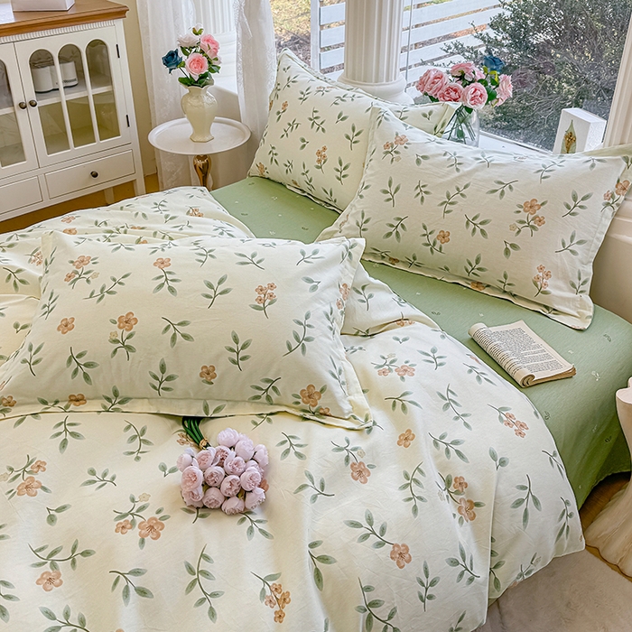 91家纺网 家纺一手货源 找家纺 佑金甜 2026新款精梳全棉印花单被套 橘花青枝