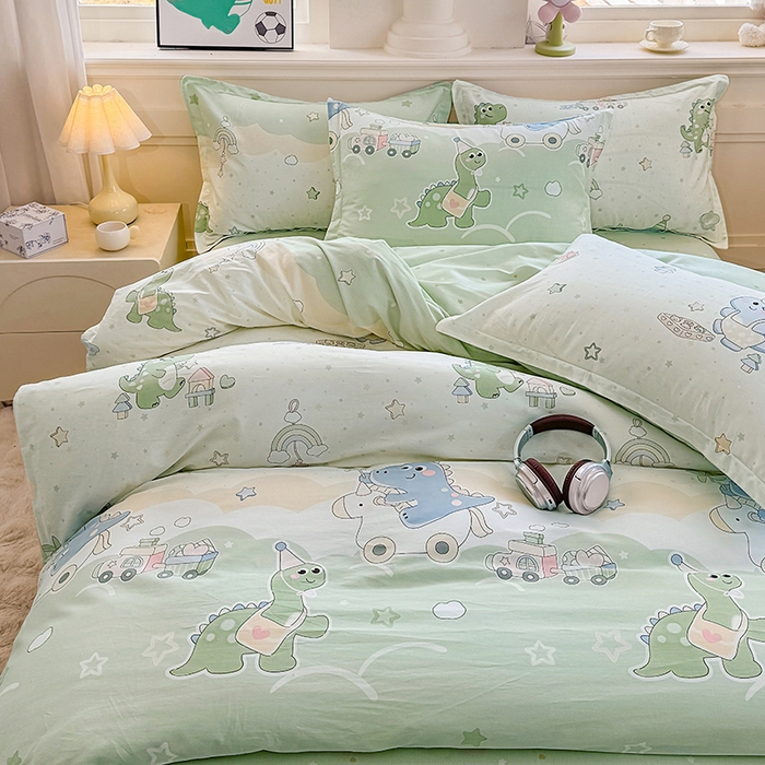 91家纺网 家纺一手货源 找家纺 佑金甜 2026新款精梳全棉印花单被套 恐龙派对