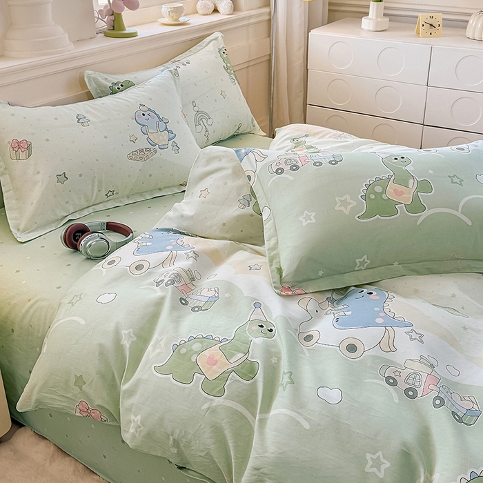 91家纺网 家纺一手货源 找家纺 佑金甜 2026新款精梳全棉印花单被套 恐龙派对