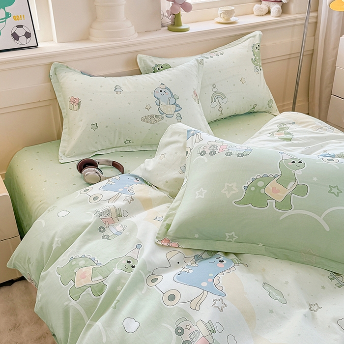 91家纺网 家纺一手货源 找家纺 佑金甜 2026新款精梳全棉印花单被套 恐龙派对