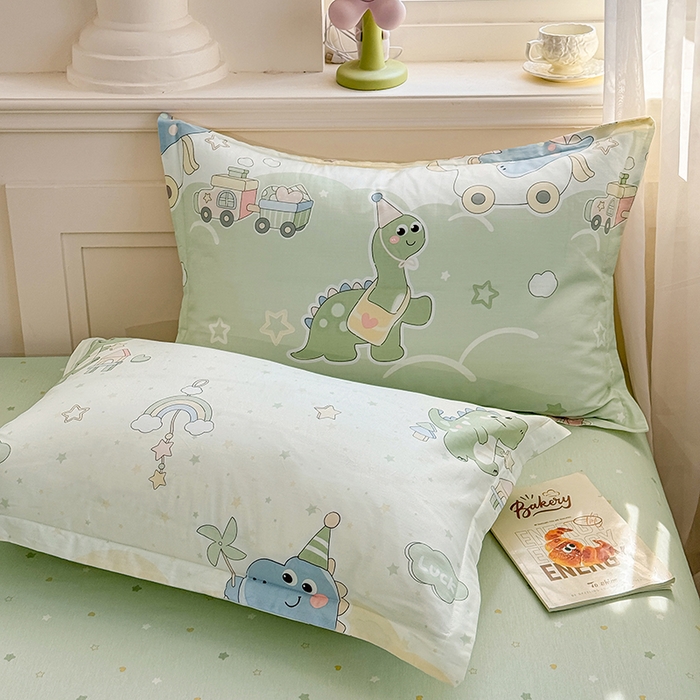 91家纺网 家纺一手货源 找家纺 佑金甜 2026新款精梳全棉印花单被套 恐龙派对