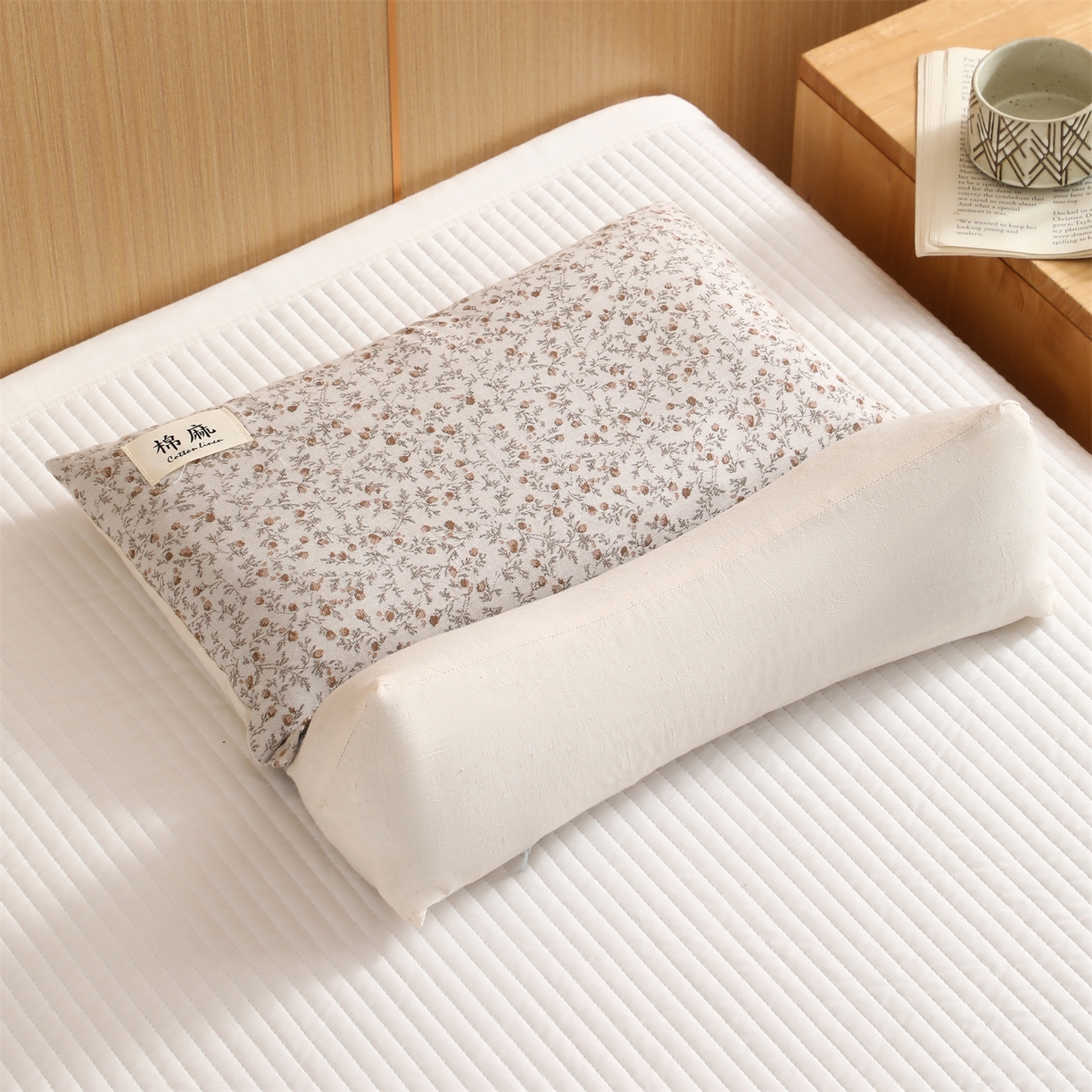 91家纺网 家纺一手货源 找家纺 芯洲 2026新款棉麻二合一组合可拆洗多功能两用荞麦枕枕头枕芯 春遇二合一-米咖