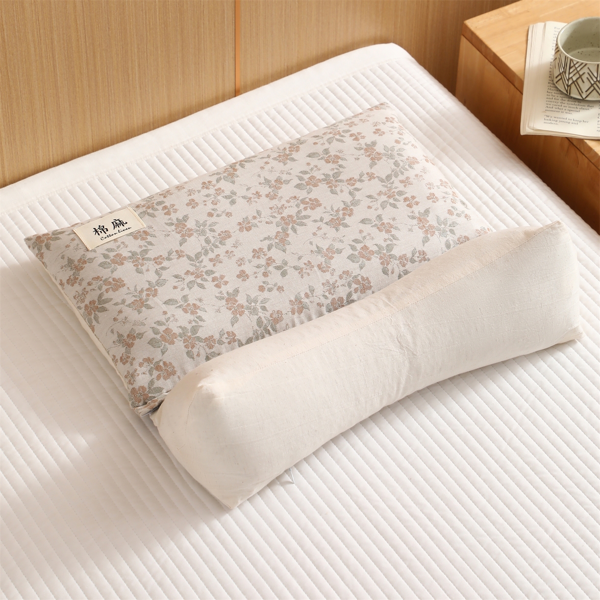 91家纺网 家纺一手货源 找家纺 芯洲 2026新款棉麻二合一组合可拆洗多功能两用荞麦枕枕头枕芯 春遇二合一-锈红