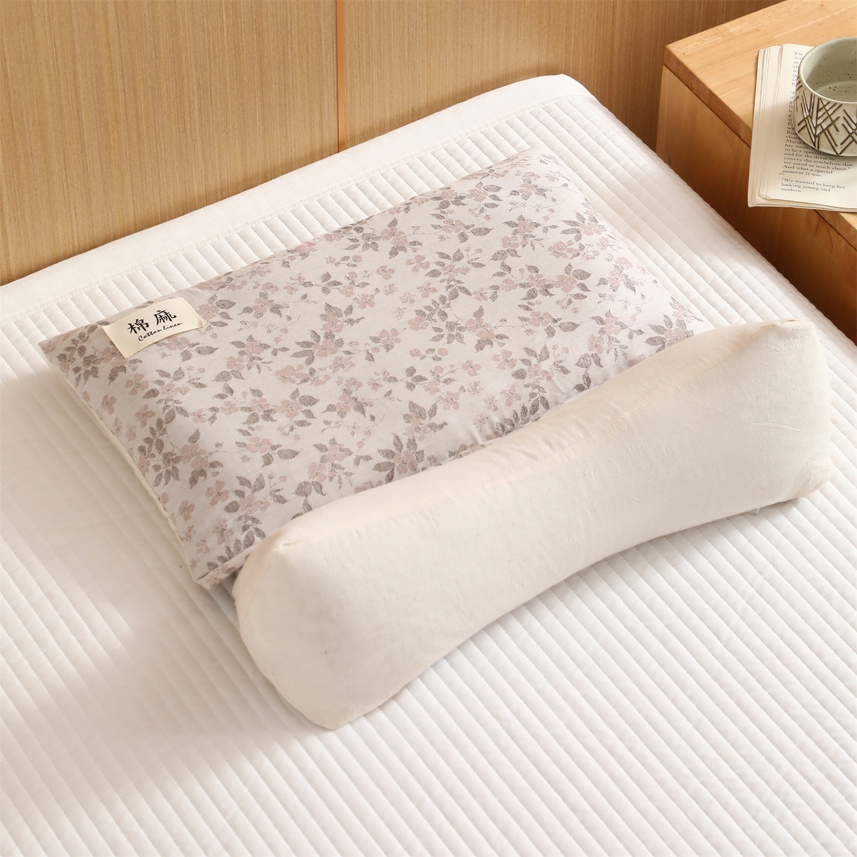 91家纺网 家纺一手货源 找家纺 芯洲 2026新款棉麻二合一组合可拆洗多功能两用荞麦枕枕头枕芯 春遇二合一 -水墨